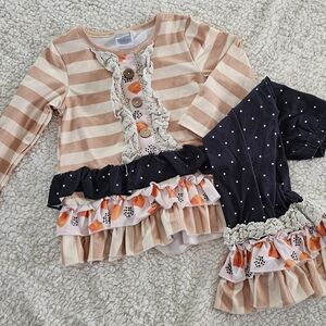 Striped and Polka Dot Ruffle Outfit